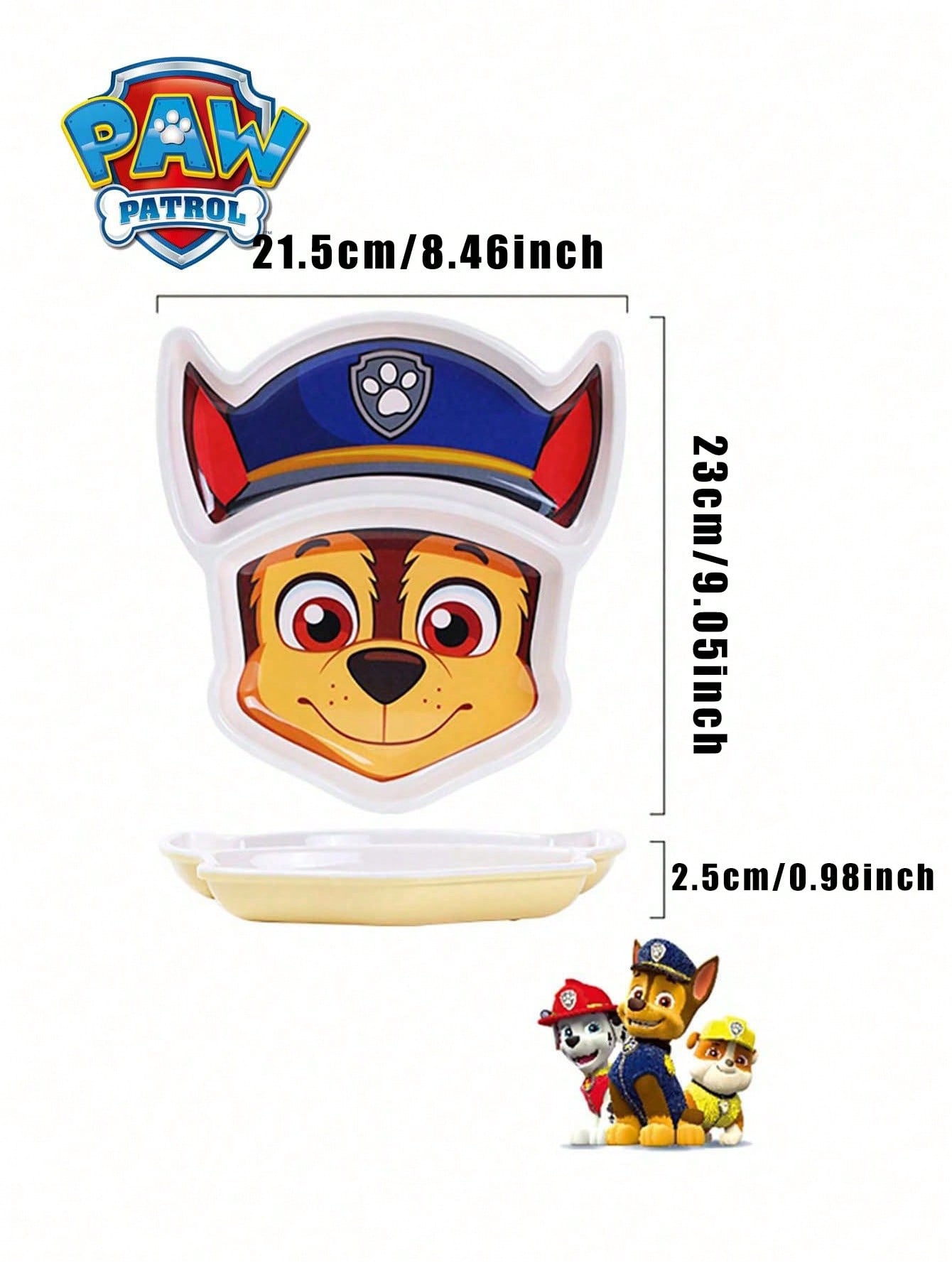 Nickelodeon 1PC Paw Patrol Officially Licensed Cute Cartoon Pattern Chase Skye High-Color Household Tableware Fall-Resistant Anti-Scald Eating Bowl Salad Fruit Snacks Creative Dinner Plate