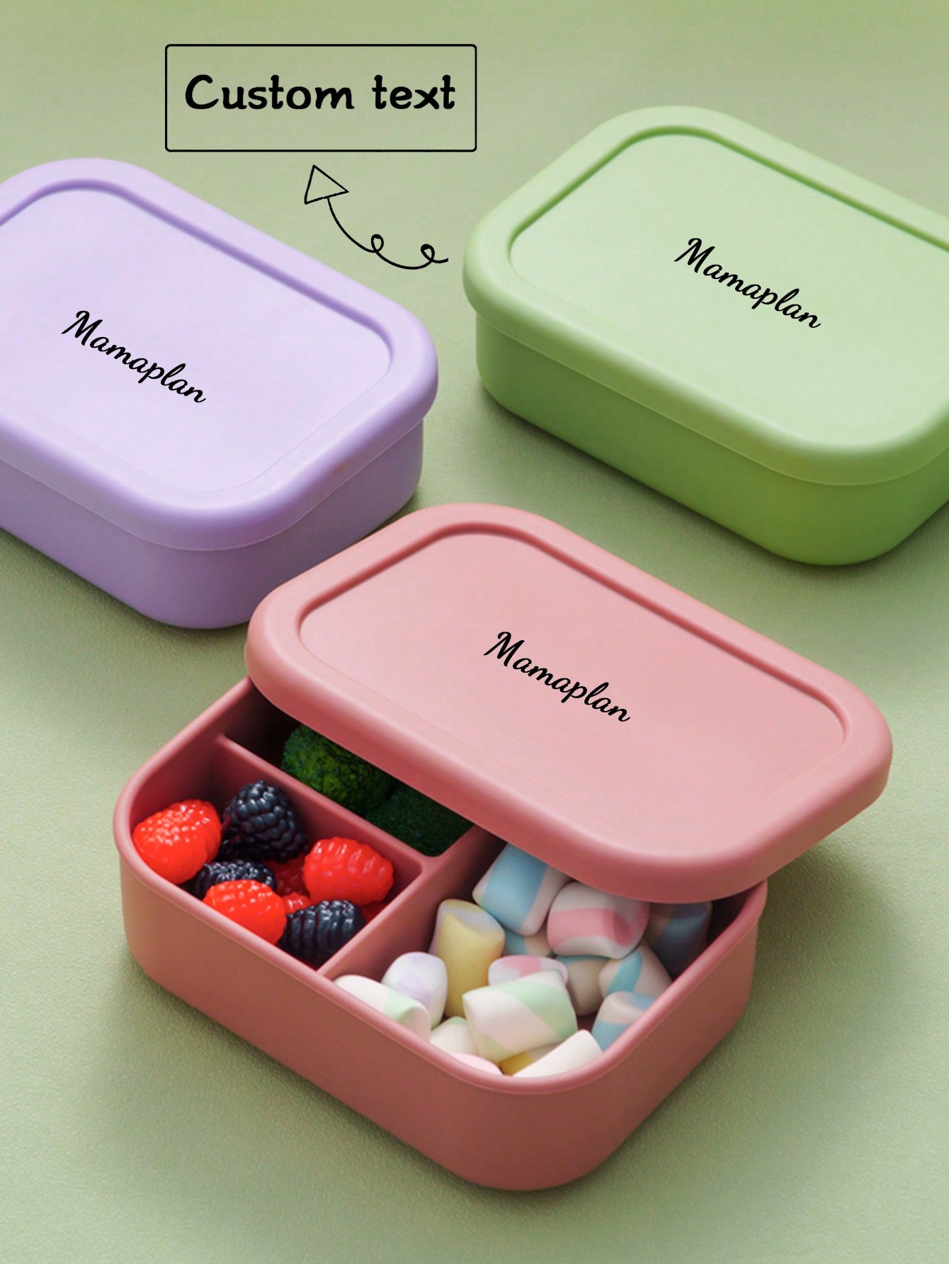 1pc Personalized Customization Name Baby Silicone Food Storage Box Custom Baby Tableware Three-Compartment Dinner Platebaby Shower Family Decorations Giftswinter Christmas Eve Gifts Back To School Winter Gift Ideas Boy Girl Valentine's Day