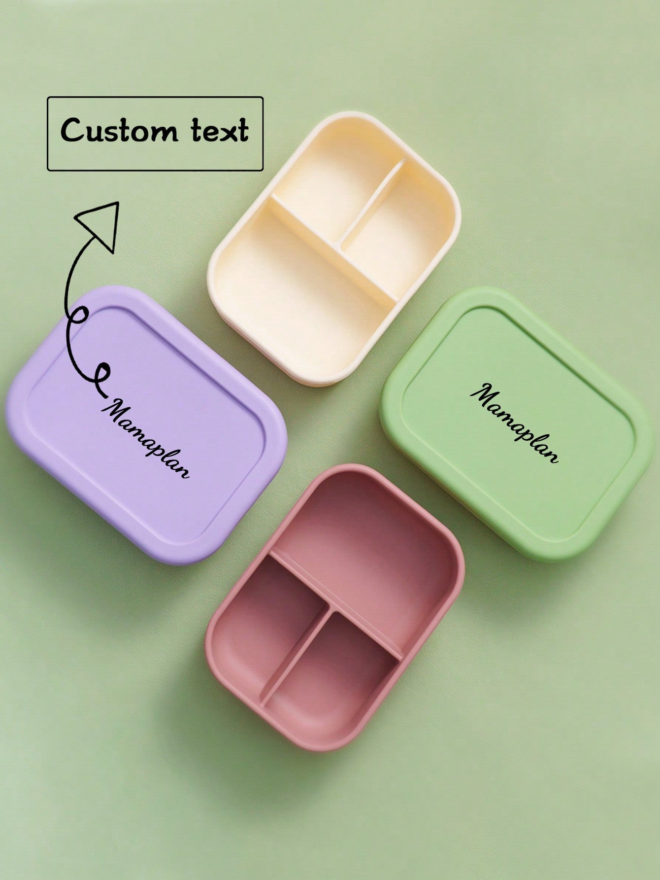 1pc Personalized Customization Name Baby Silicone Food Storage Box Custom Baby Tableware Three-Compartment Dinner Platebaby Shower Family Decorations Giftswinter Christmas Eve Gifts Back To School Winter Gift Ideas Boy Girl Valentine's Day