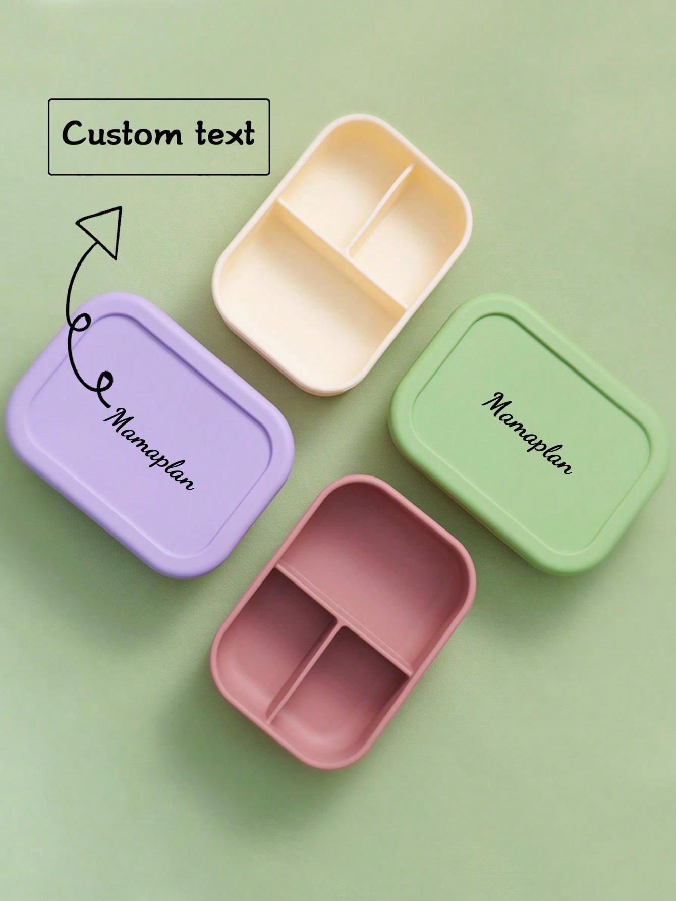 1pc Personalized Customization Name Baby Silicone Food Storage Box Custom Baby Tableware Three-Compartment Dinner Platebaby Shower Family Decorations Giftswinter Christmas Eve Gifts Back To School Winter Gift Ideas Boy Girl Valentine's Day