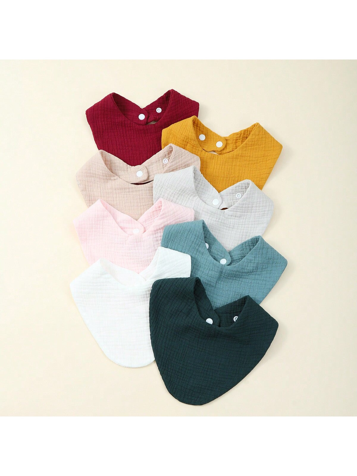 2pcs/Set Baby Double Pom Pom Knitted Hat & Bib Set, Infant Muslin Triangular Drool Bibs