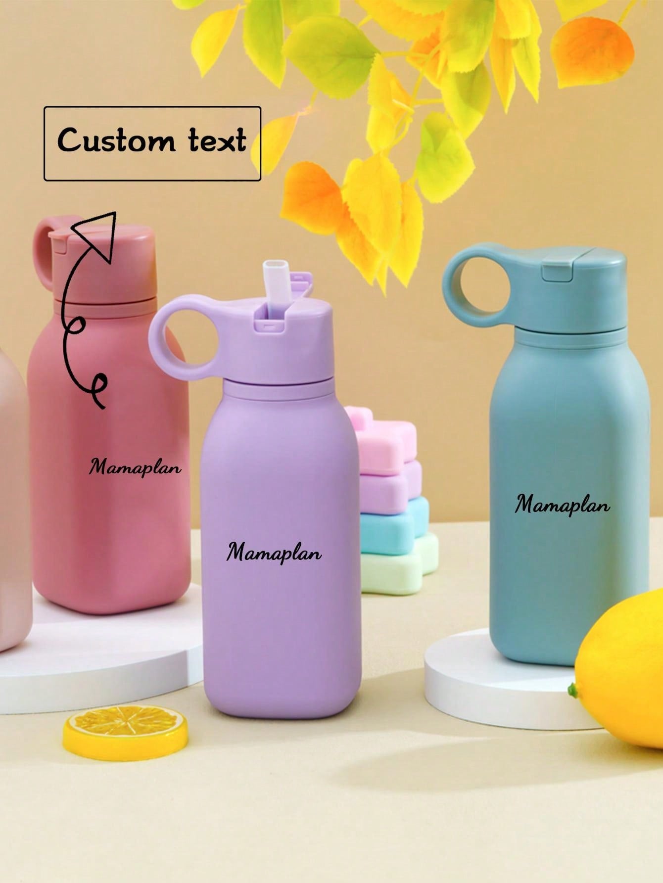 1pc Personalized Customization Name Baby Silicone Sports Cup Custom Baby Tableware Solid Color Baby Water Bottle Kids Flip Lid Cup Leakproof Baby Sippy Cupsbaby Shower Family Decorations Gifts