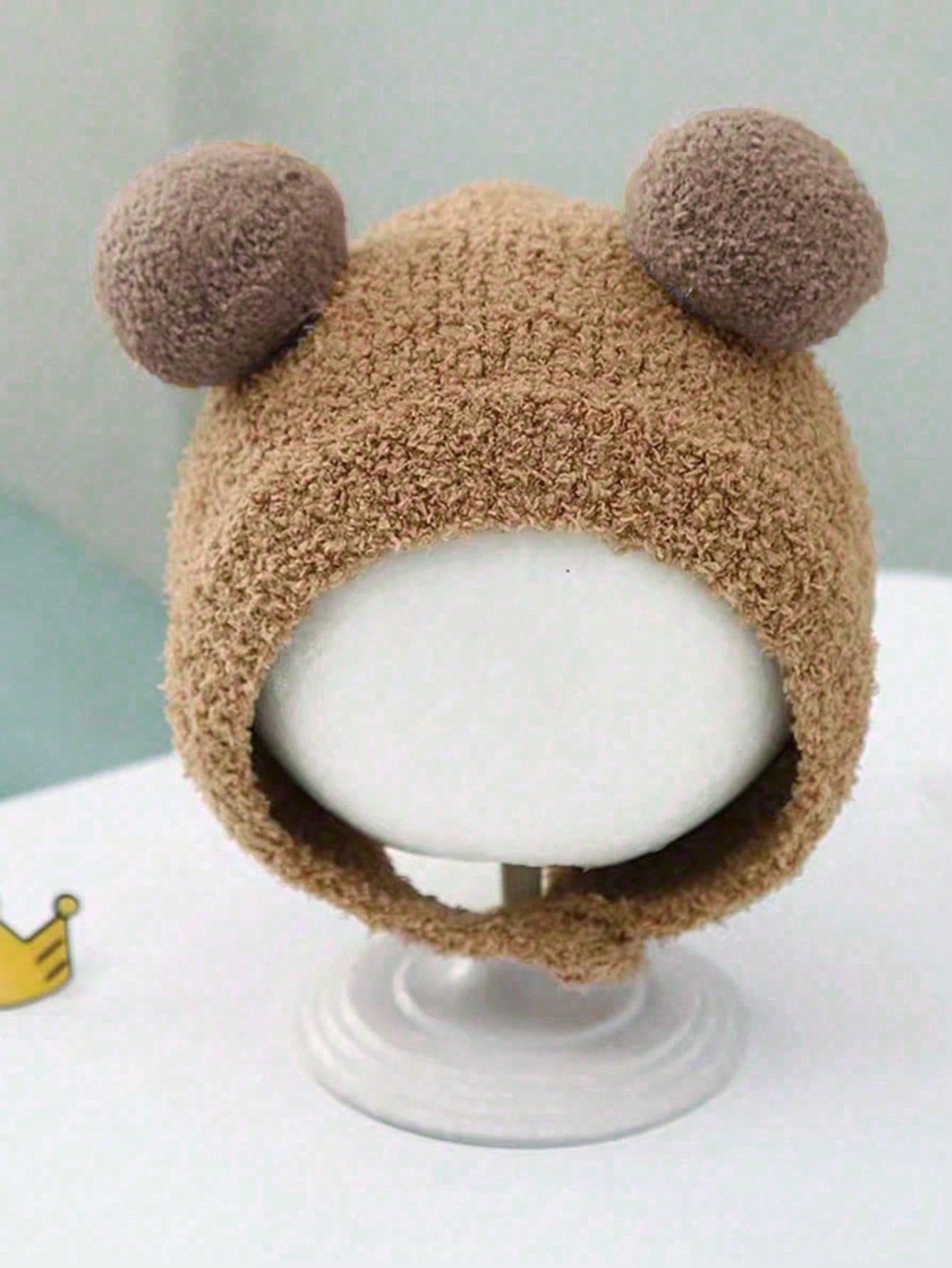 1pc Khaki Plush Baby Hat With Double Antlers For 3-24 Months Old Baby, Baby Hat Collection Infant Beanie Hats Autumn/winter Baby Hat Fashion Cozy Knit Baby Caps Cute And Warm Beanies For Infants Trendy Head Coverings For Babies Stylish Baby Bonnets For T