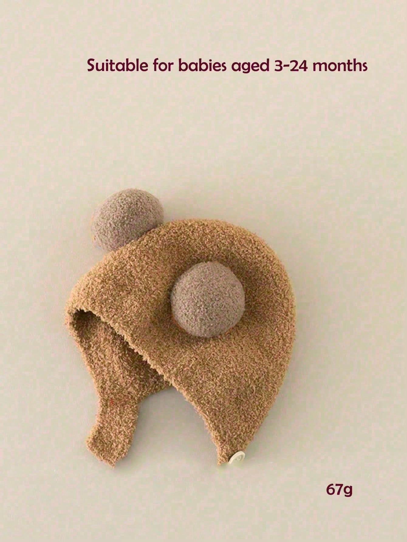 1pc Khaki Plush Baby Hat With Double Antlers For 3-24 Months Old Baby, Baby Hat Collection Infant Beanie Hats Autumn/winter Baby Hat Fashion Cozy Knit Baby Caps Cute And Warm Beanies For Infants Trendy Head Coverings For Babies Stylish Baby Bonnets For T