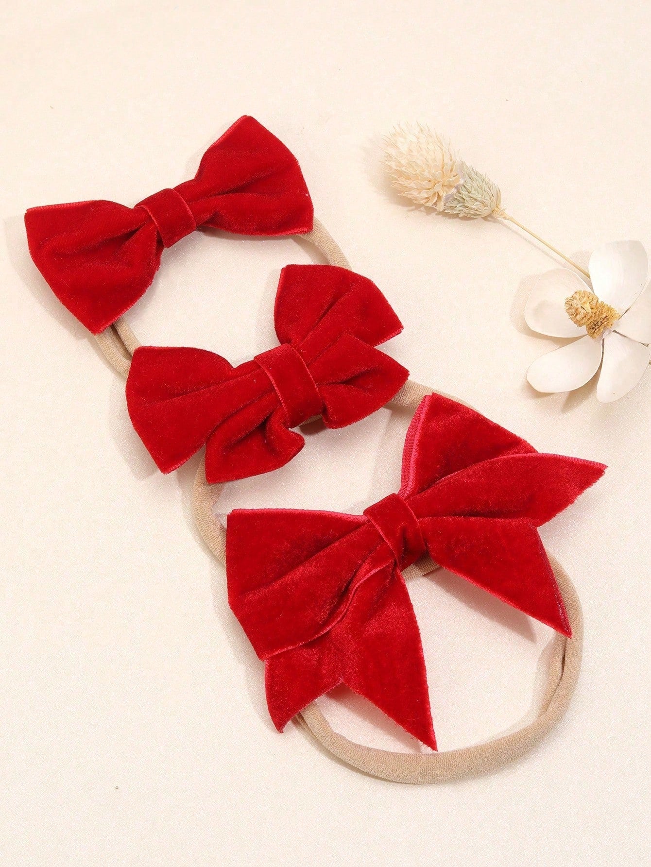 3pcs Velvet Bow Headband For Baby Girls Dark Green Black Hair Bow Headband Soft Stretchy Nylon Hairband Fall Winter Plain Bow Headband Kids Baby Hair Accessories