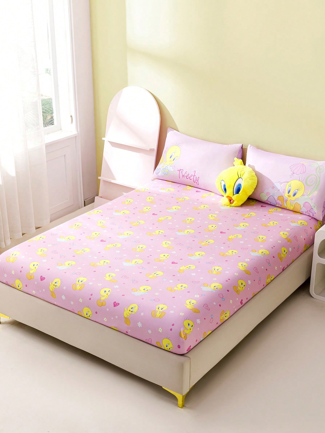 CoComelon X All-Over Cartoon Character & Rainbow Pattern Fitted Sheet