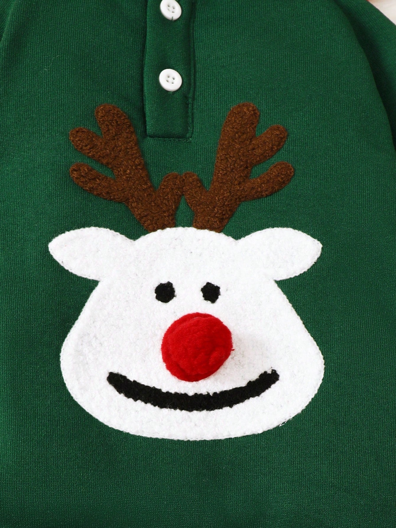 Christmas Party Cute Deer Embroidery Autumn And Winter New Baby Clothes Christmas Red Hooded Romper Jumpsuit Toddler Infant Baby Girl Boy Playsuit Plush Sweatshirt Fabric Winter Thick Outfits(0-24M)