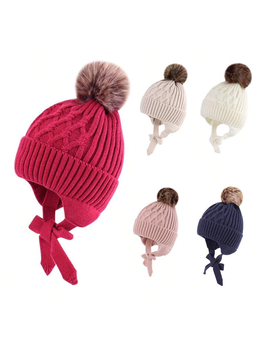 Baby Toddler Warm Earflap Beanie Kids Boys Girls Winter Fleece Lined Knitted Hat