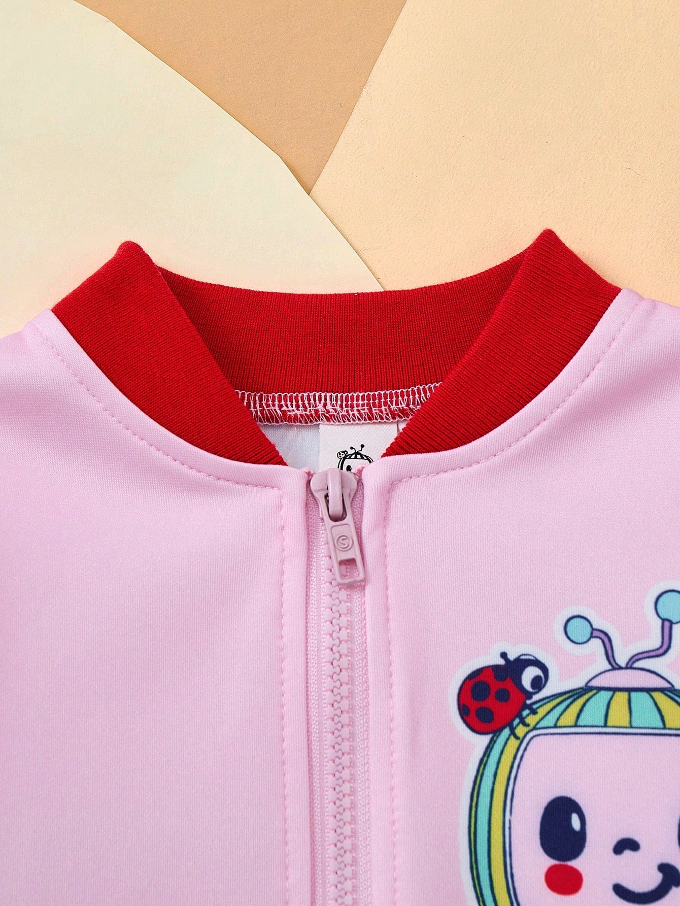 CoComelon X Young Girl Sweet Floral & Heart Print Pocket Front Zip Up Long Sleeve Jacket