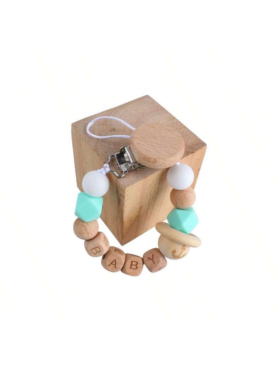 1PC Customized Beech Octagonal Bead Anti Fall Clip, Personalized Name Tag, Silicone Pendant, Suitable For Students To Customize Fixed Buckle Anti Loss Chain, Wooden Pendant Jewelry, Friend Gift, Valentine's Day Gift, Wooden Chain Gift, Holiday Gift, Birt