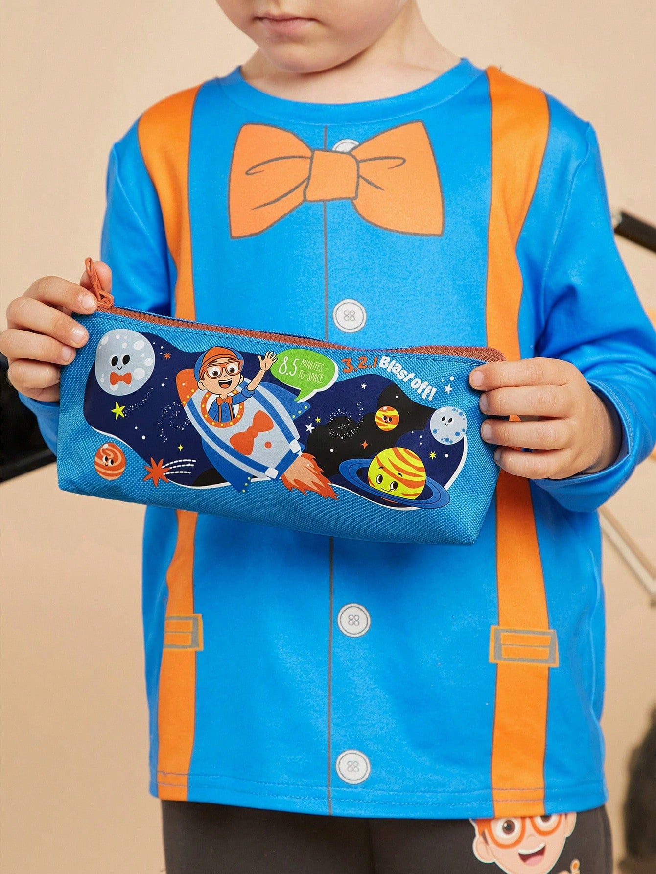Blippi X Cartoon Character & Planet Print Zipper Pencil Case