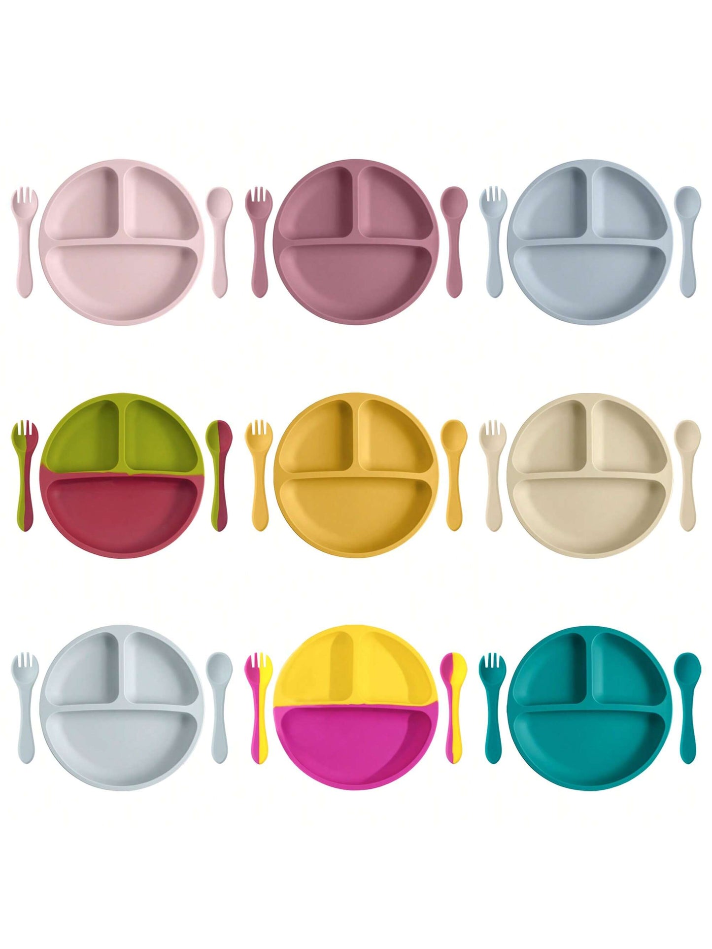 3PCS Personalized Customization Name Baby Food Storage Silicone Dishes For Baby Portable Fork Spoon Custom Sucker Dining Plate Baby Shower Family Decorations Gifts Winter Christmas Eve Gifts Back To School Winter Gift Ideas Boy Girl Valentine's Day