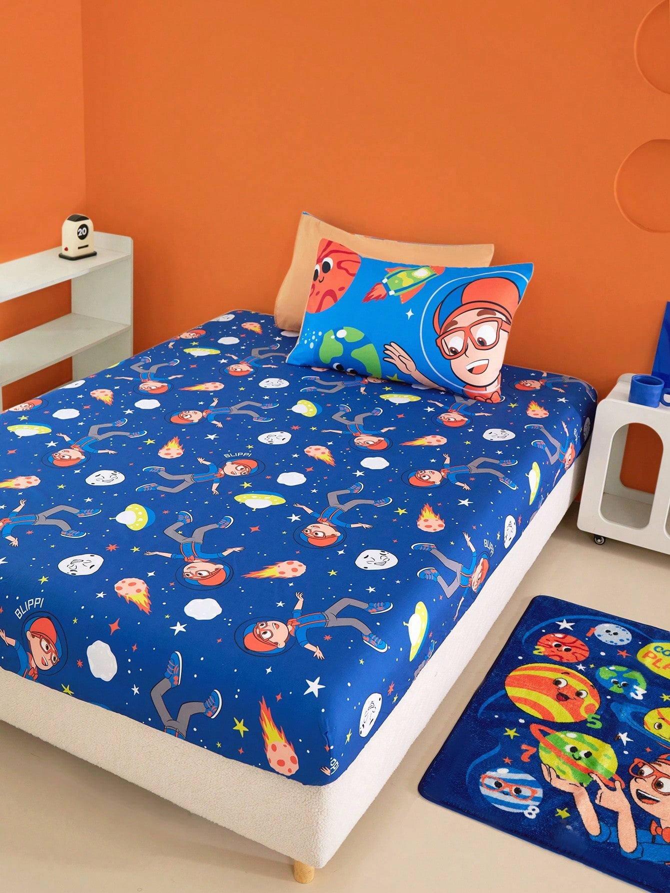 CoComelon X All-Over Cartoon Character & Rainbow Pattern Fitted Sheet