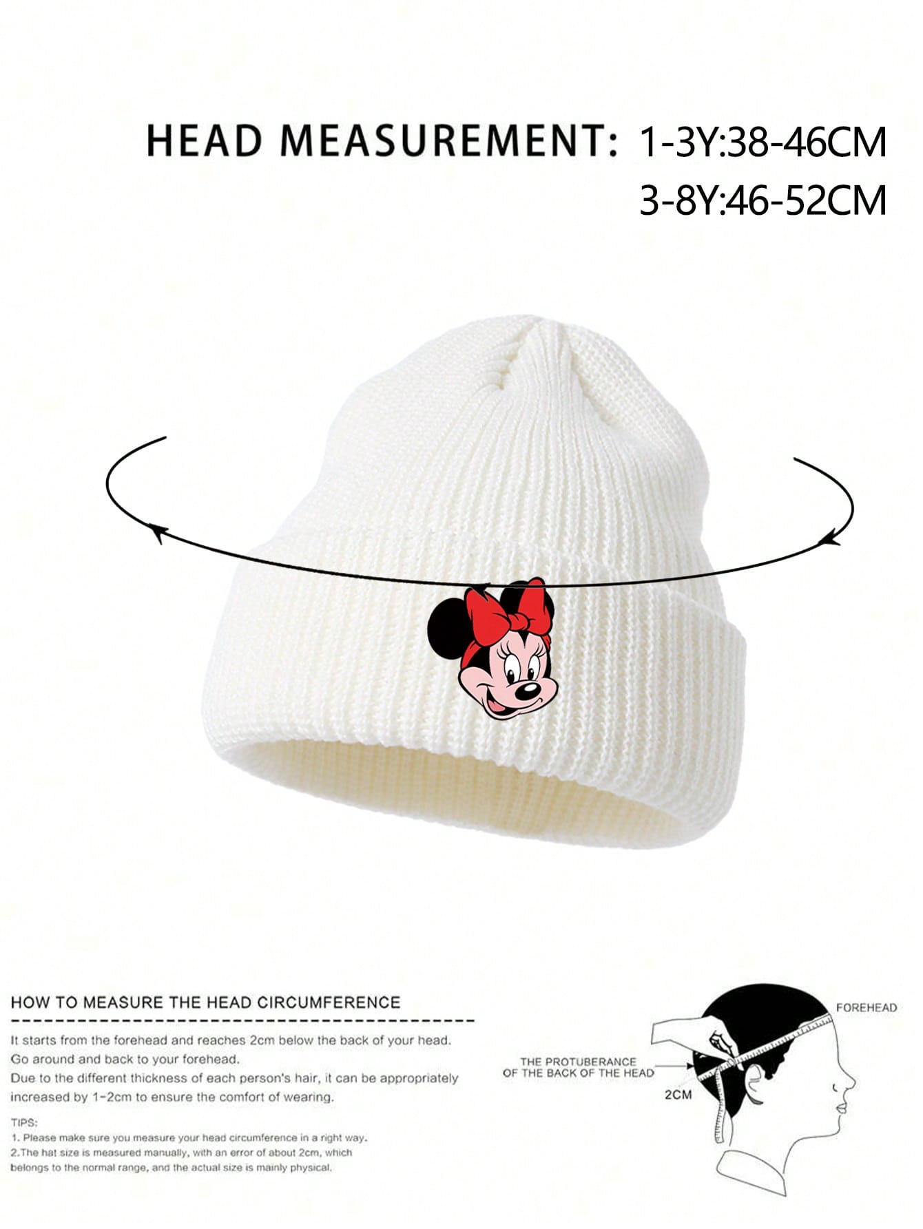 AOGER 1pc Kids/Boys & Girls Knitted Beanie Hat, Cute Cartoon Mouse & Bow Design, Lively & Versatile, Fluffy Soft & Stretchy, Warm & Comfortable, Suitable For Autumn/Winter Party, Outdoor, Daily Wear