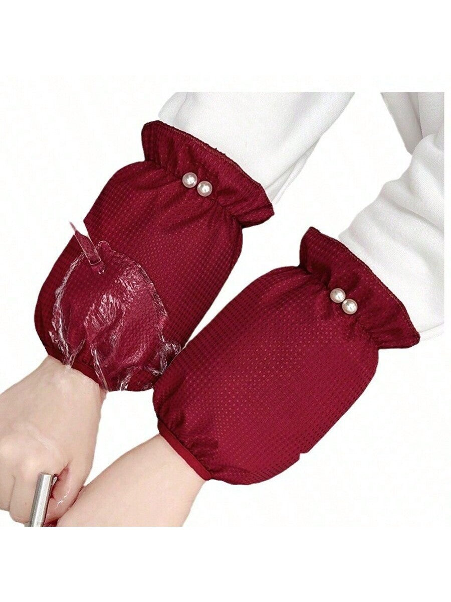 Korean Version Autumn And Winter Cute Short Waterproof Sleeves, Kitchen Work Anti Fouling And Oil Proof Sleeves, Adult Student Work Sleeves