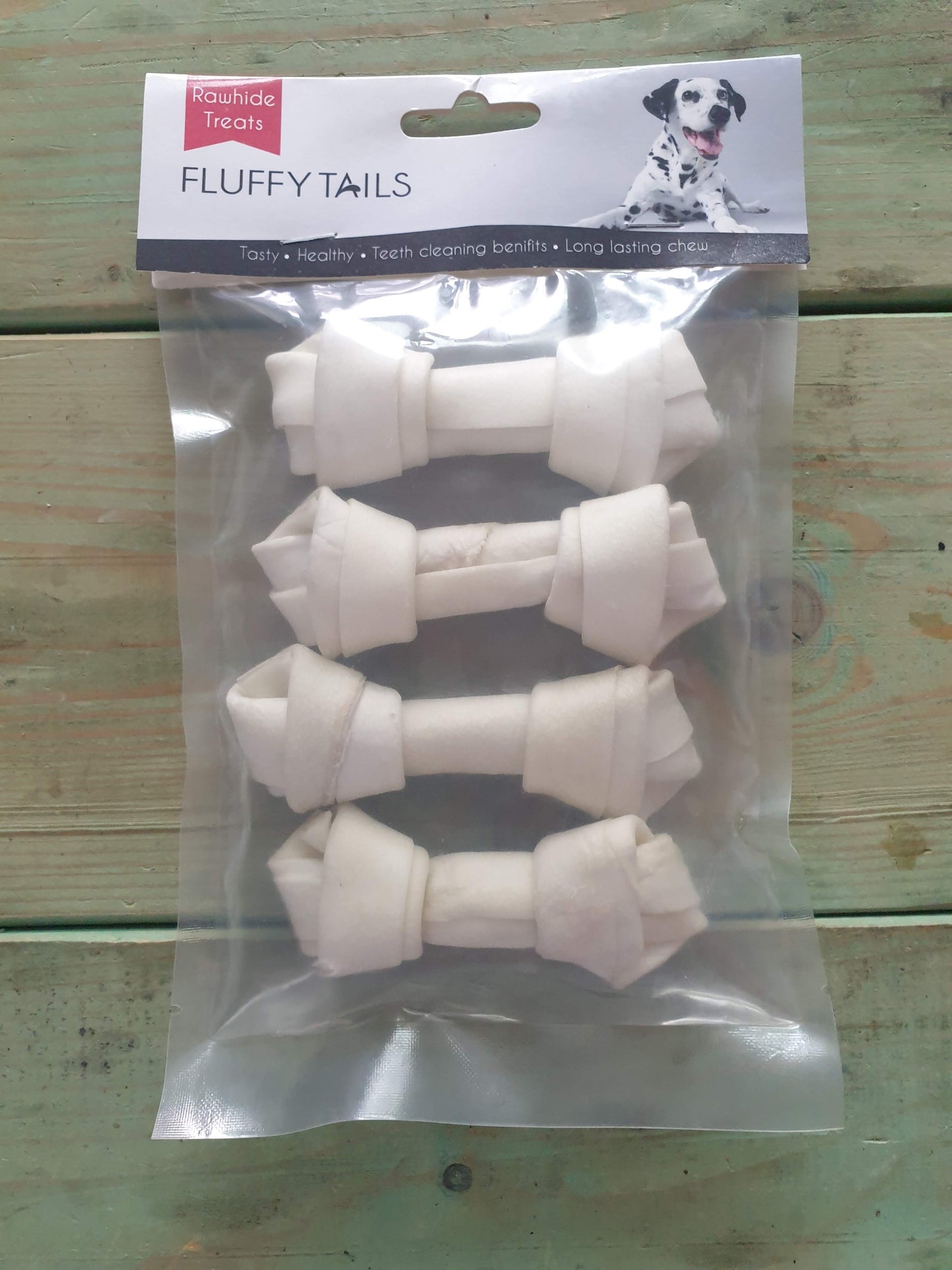 Rawhide Treats - white Knotted Bone 4pcs