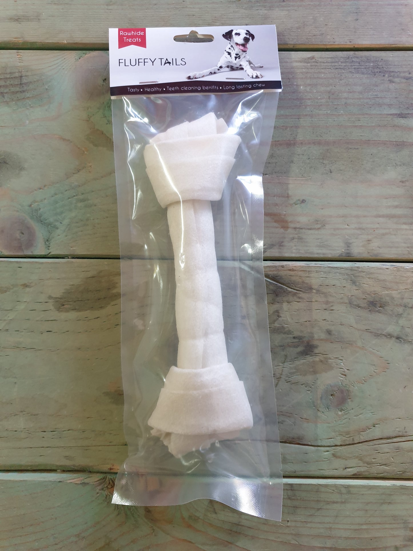 Fluffy Tails Rawhide White knoted bone