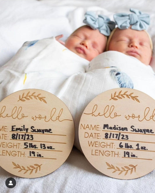 Baby Twins Slogan Graphic Birth Bulletin Card Photography Prop