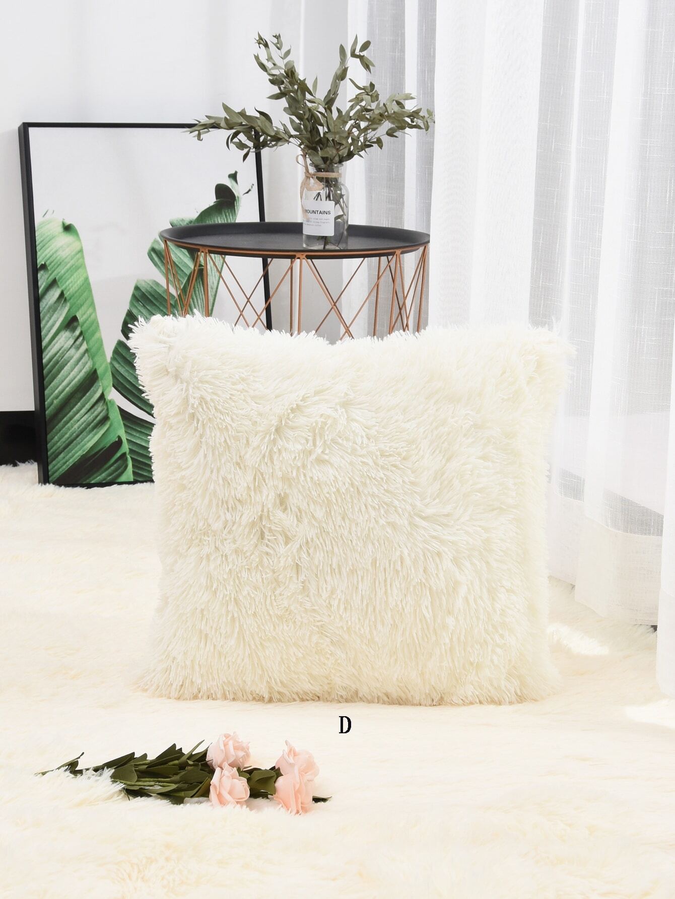 Solid Fuzzy Cushion Cover 1pc
