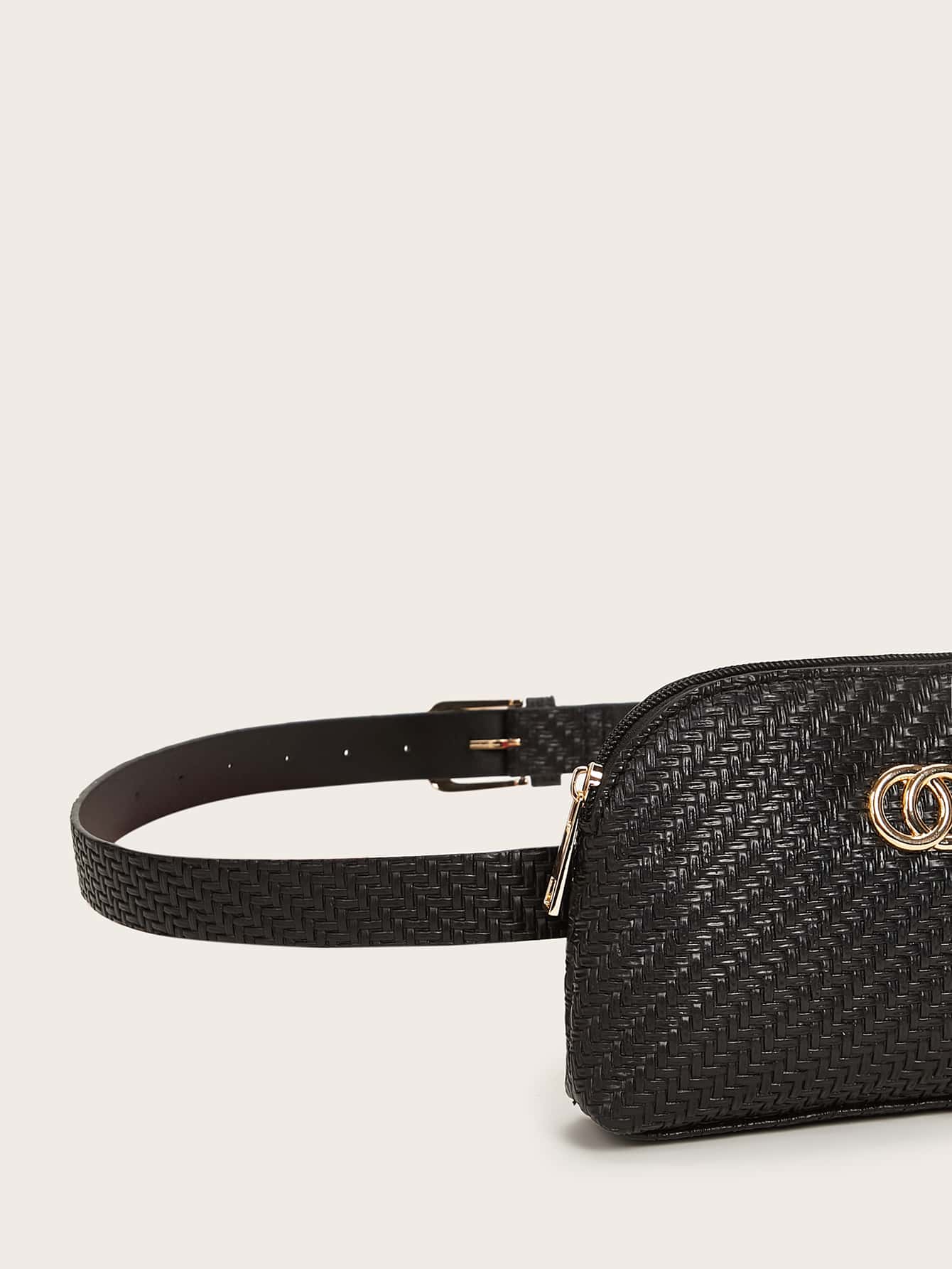 Metal Decor Braided Fanny Pack