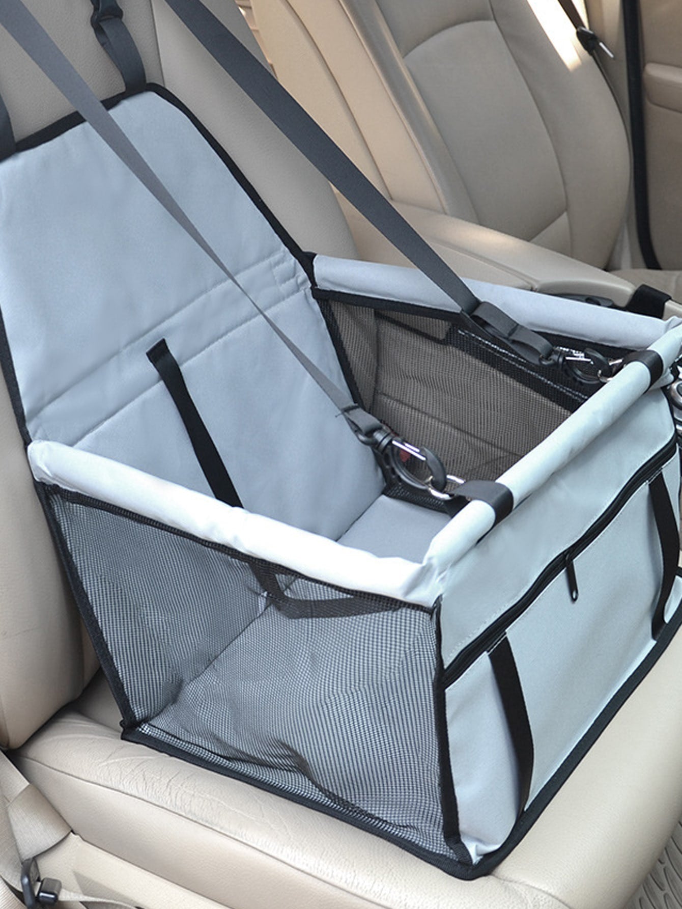 1pc Contrast Mesh Car Seat Dog Carrier Basket