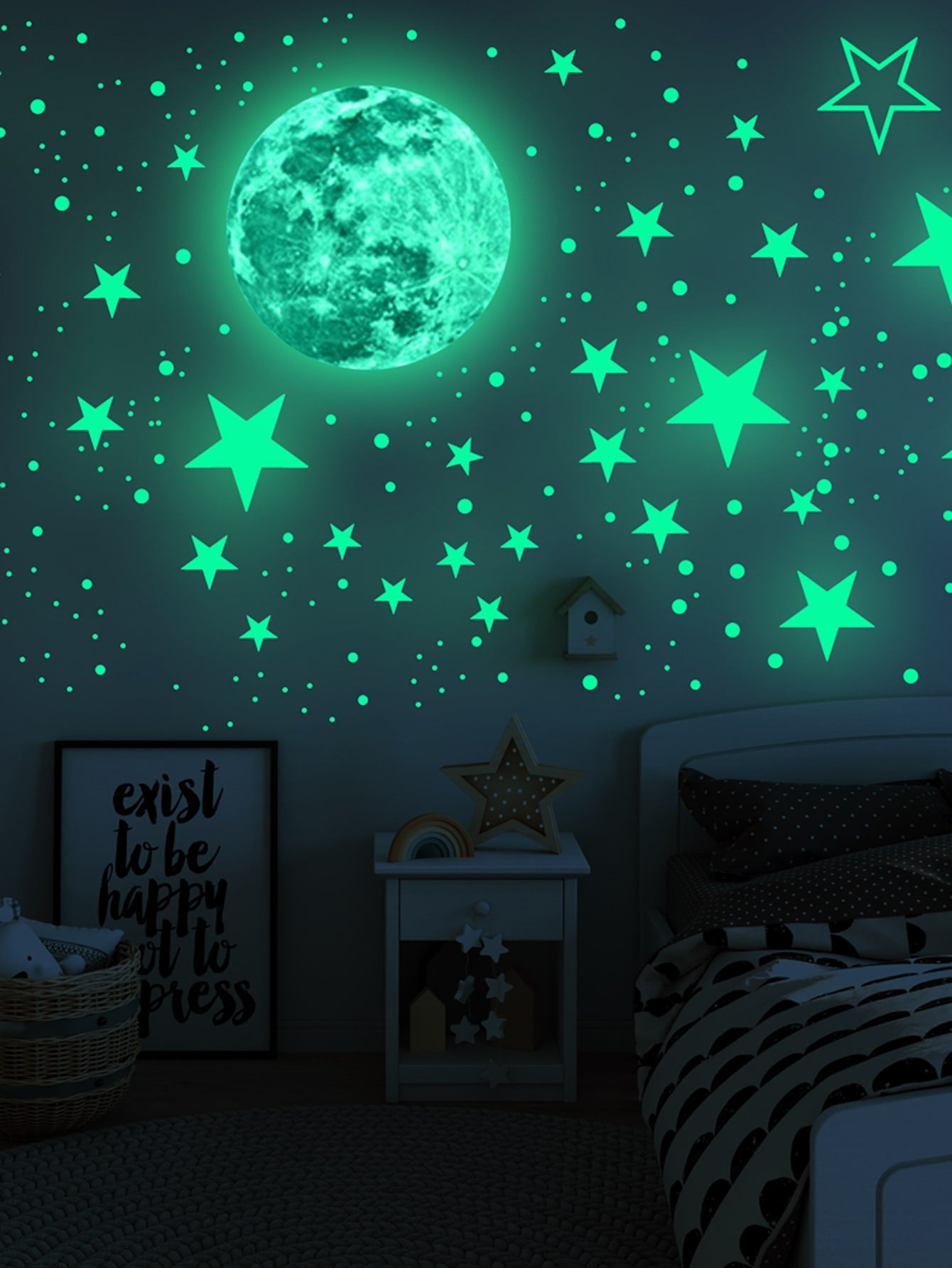 546pcs Star Moon Glow In The Dark Wall Sticker