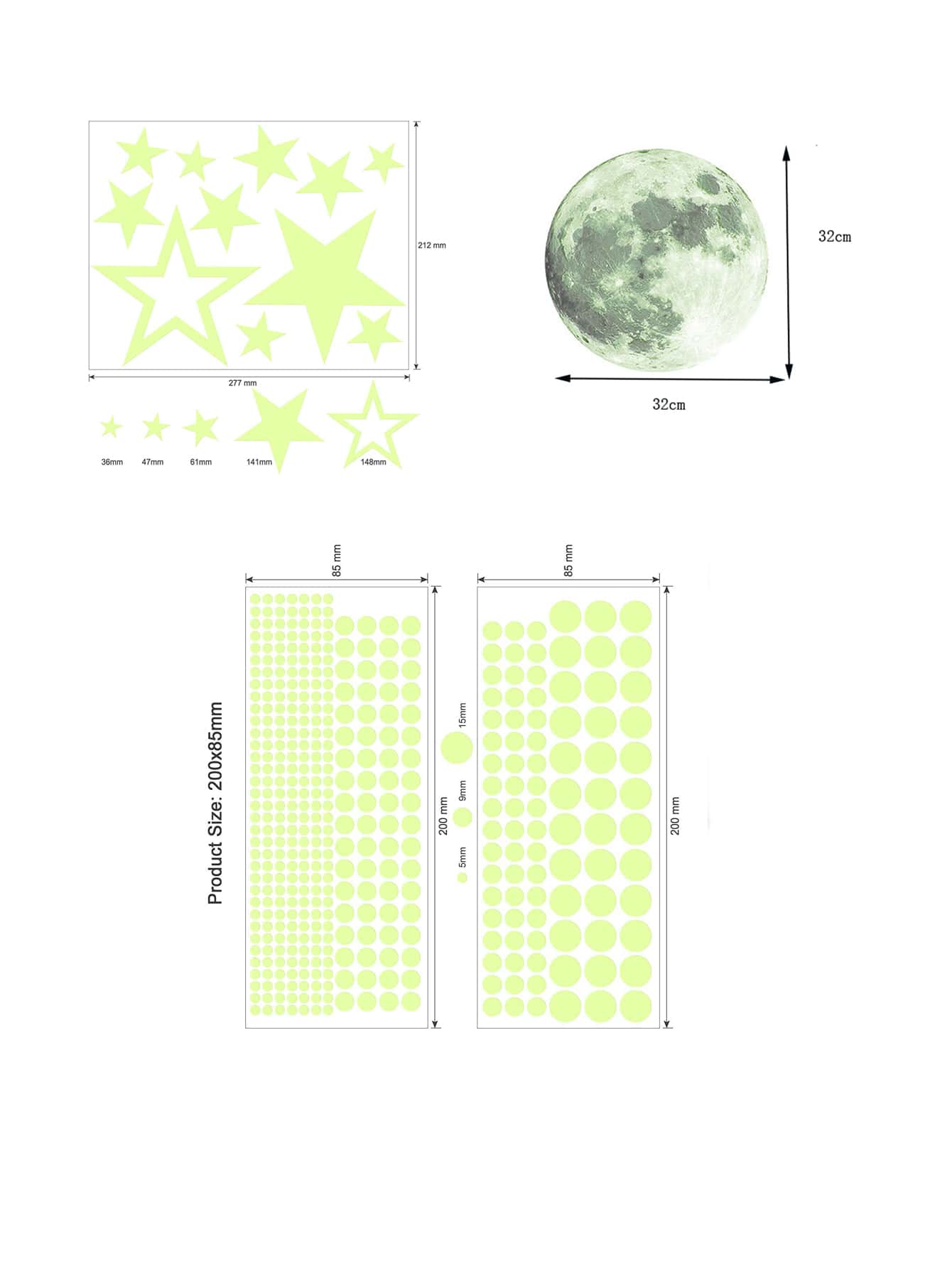 546pcs Star Moon Glow In The Dark Wall Sticker