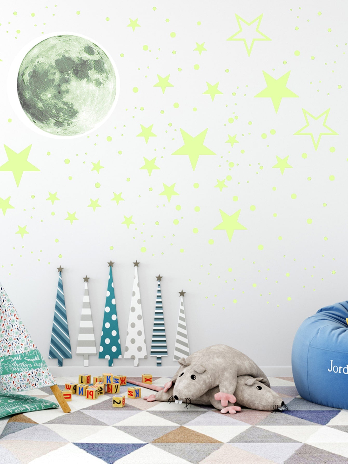 546pcs Star Moon Glow In The Dark Wall Sticker