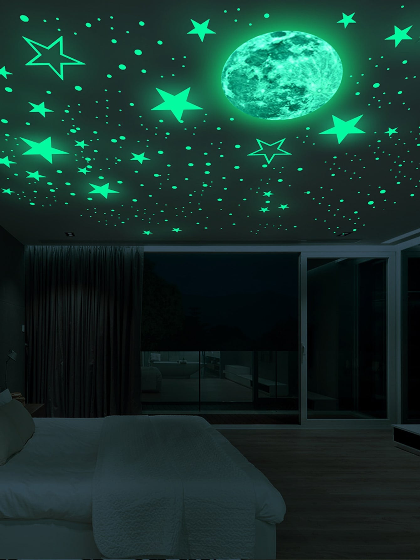 546pcs Star Moon Glow In The Dark Wall Sticker