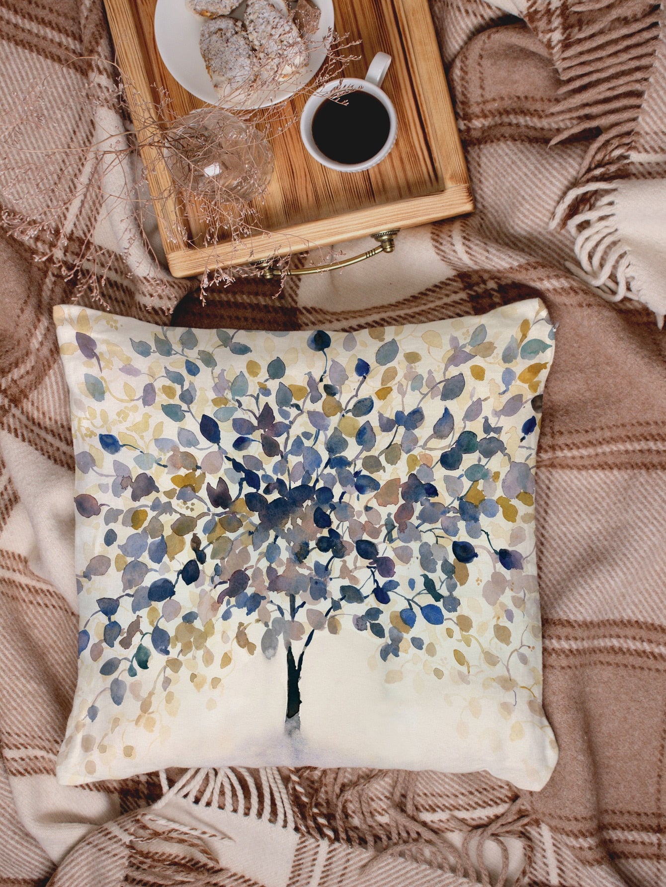 Tree Print Cushion Cover Without Filler