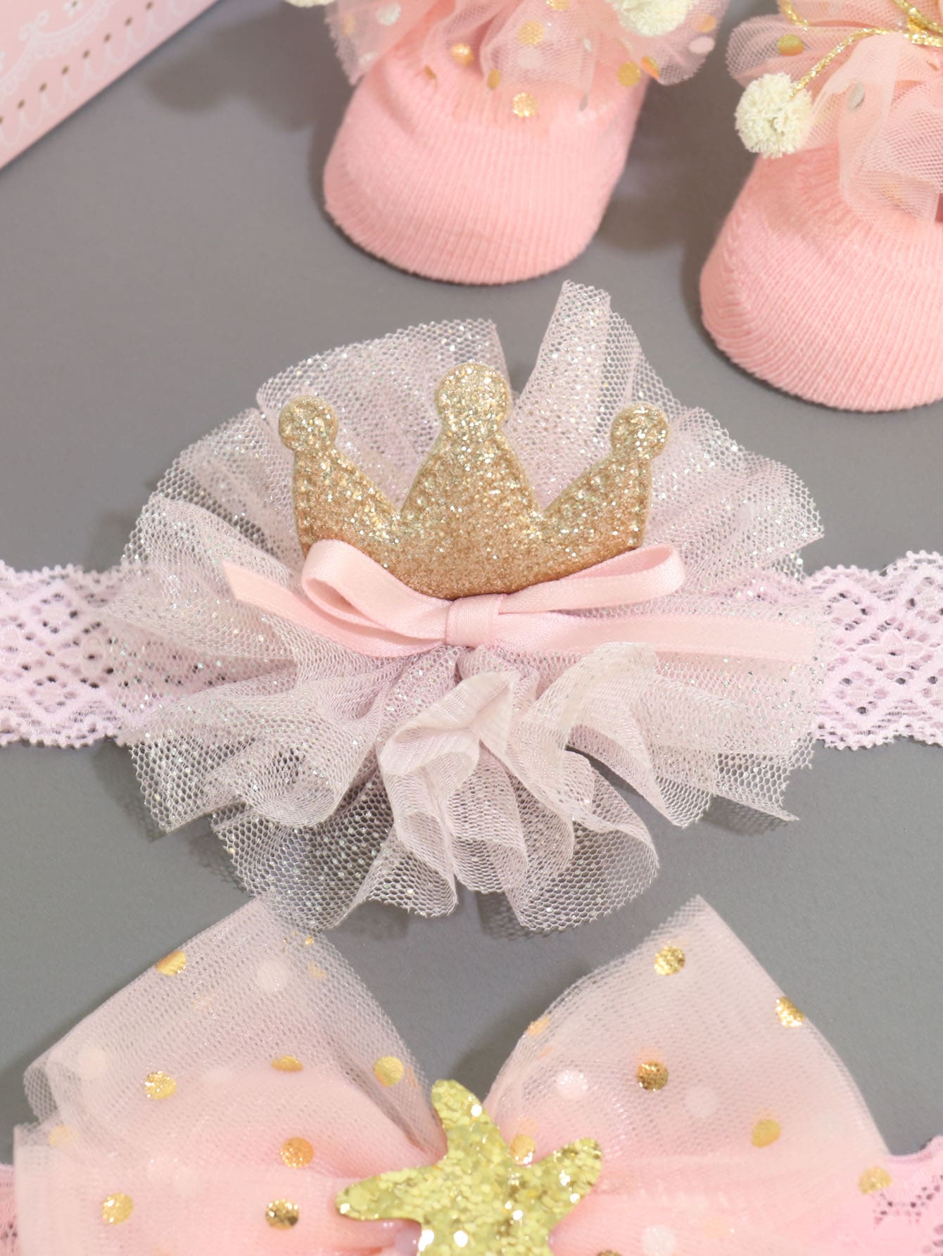 2pcs Baby Bow Knot Decor Headband 1pair Socks