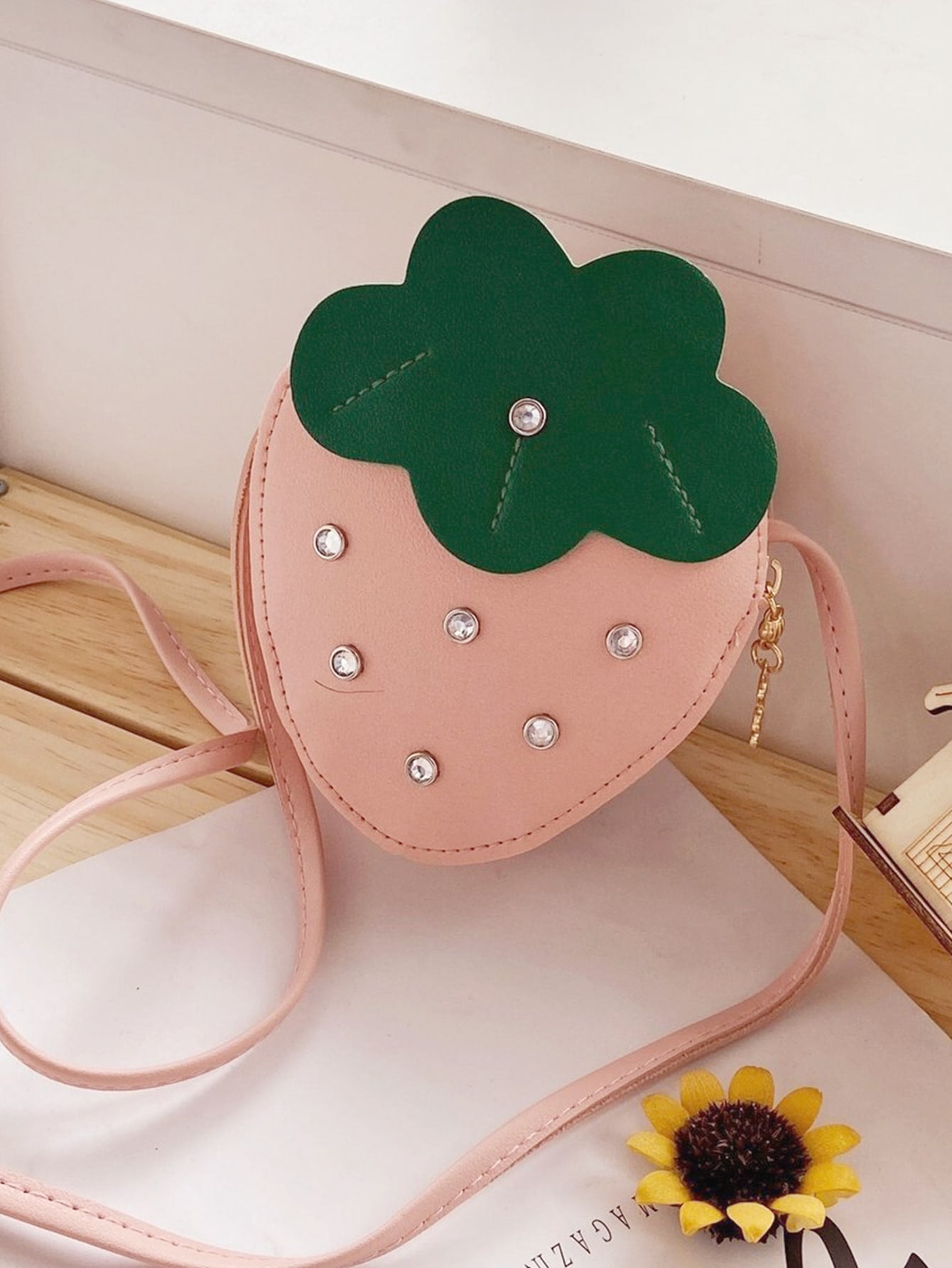 Girls Rhinestone Decor Crossbody Bag