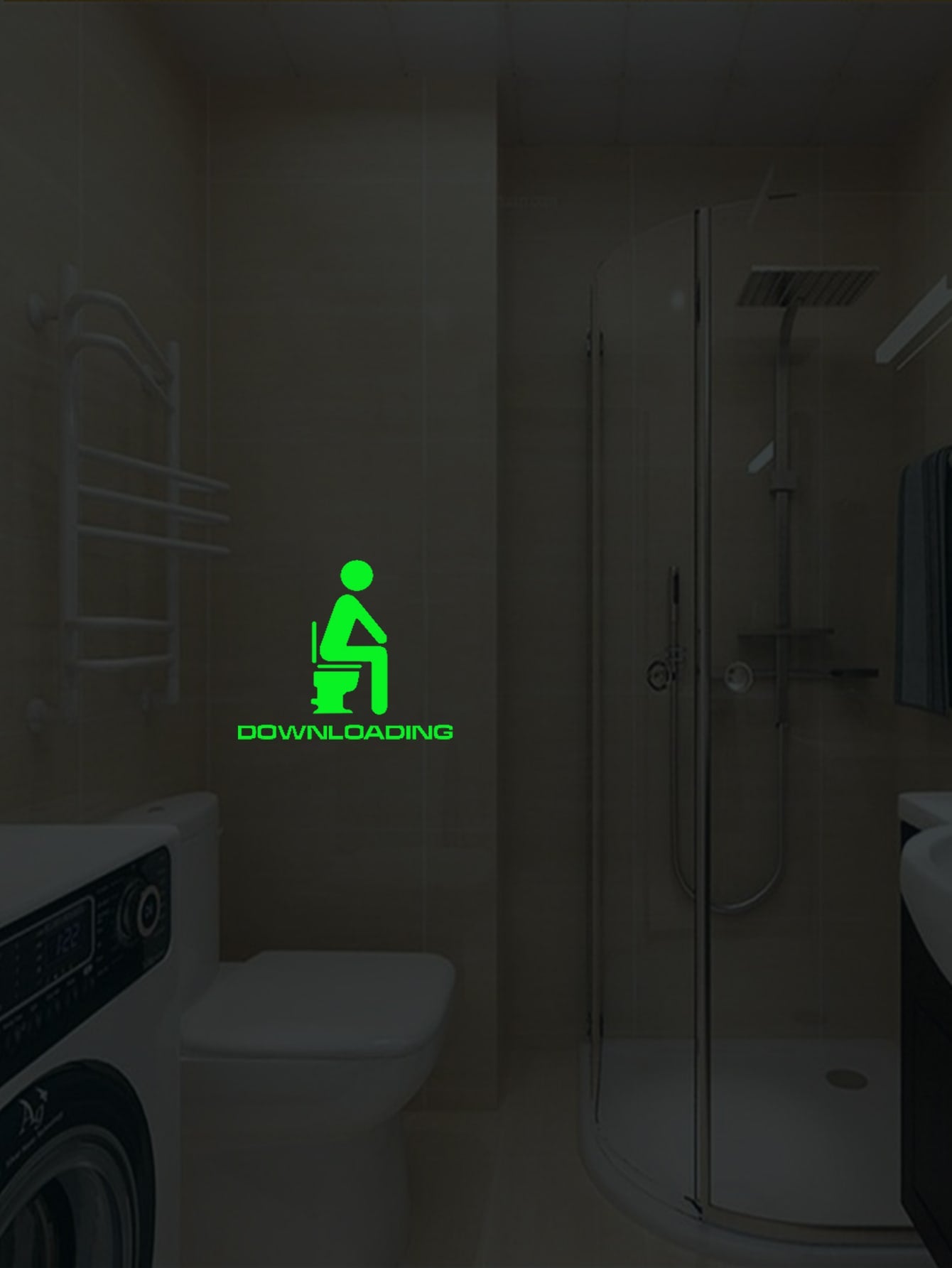 Close Stool Print Glow Sticker