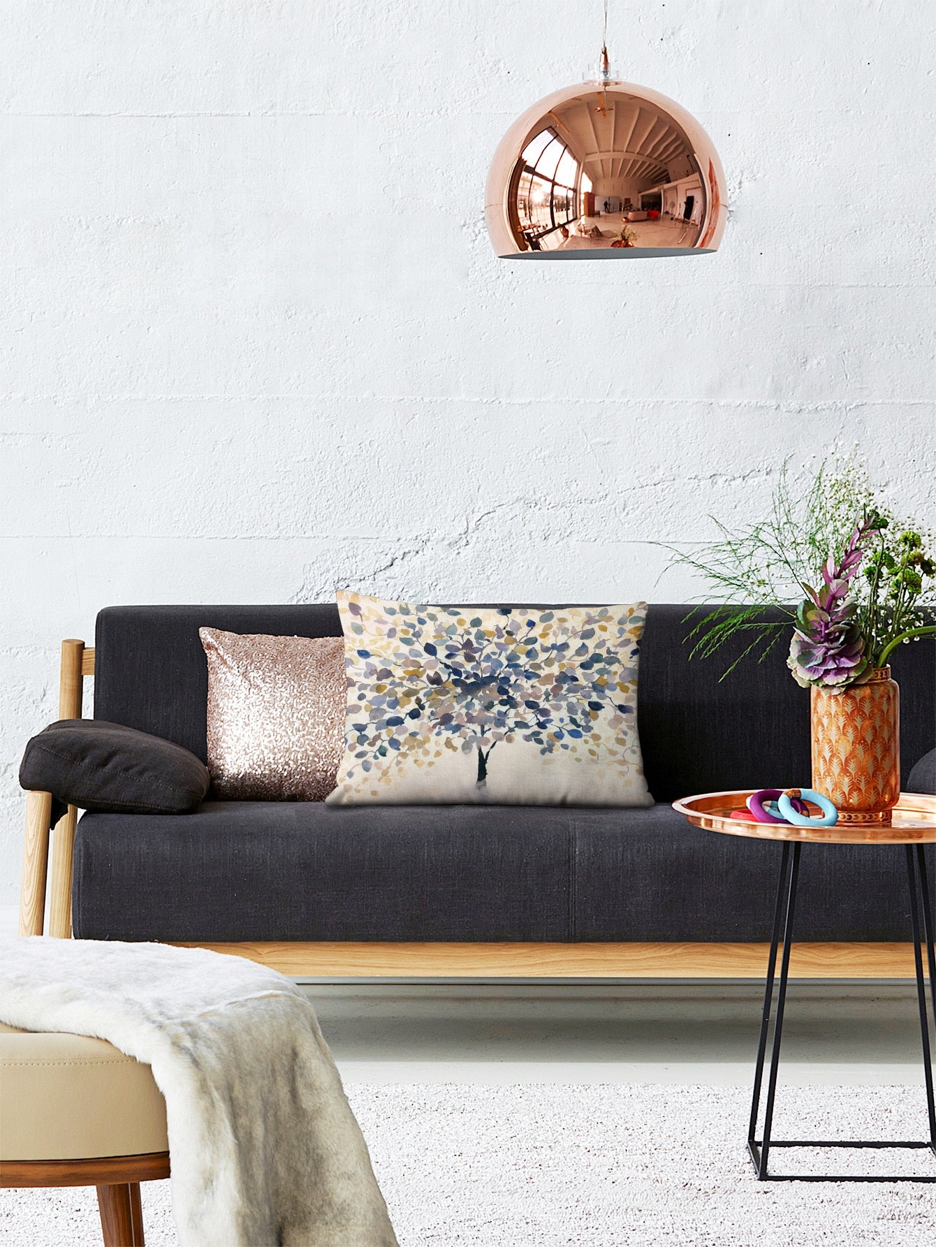 Tree Print Cushion Cover Without Filler