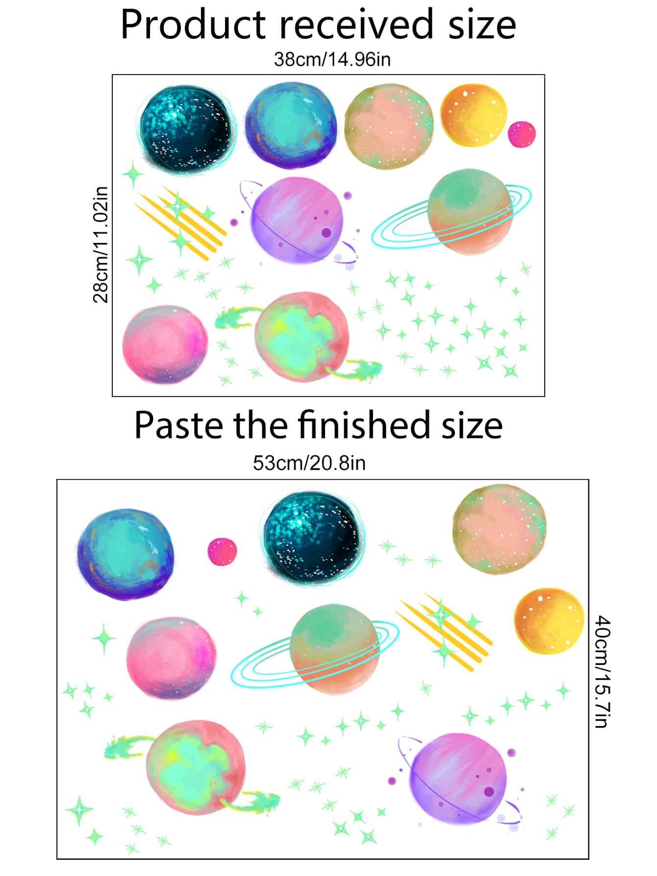Glow In Dark Planet Print Sticker Gift For Kids Room Decor