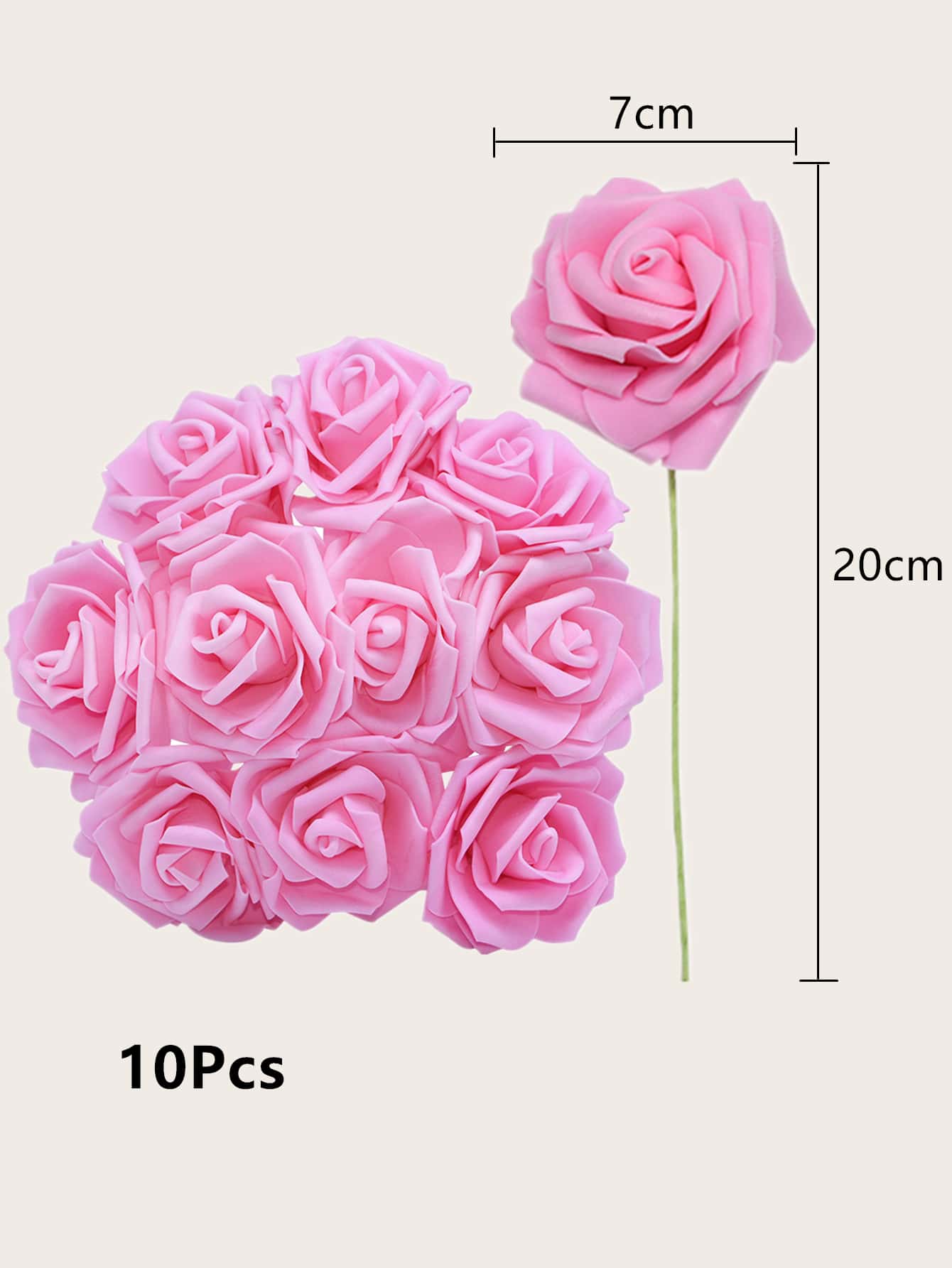 10branches Artificial Rose