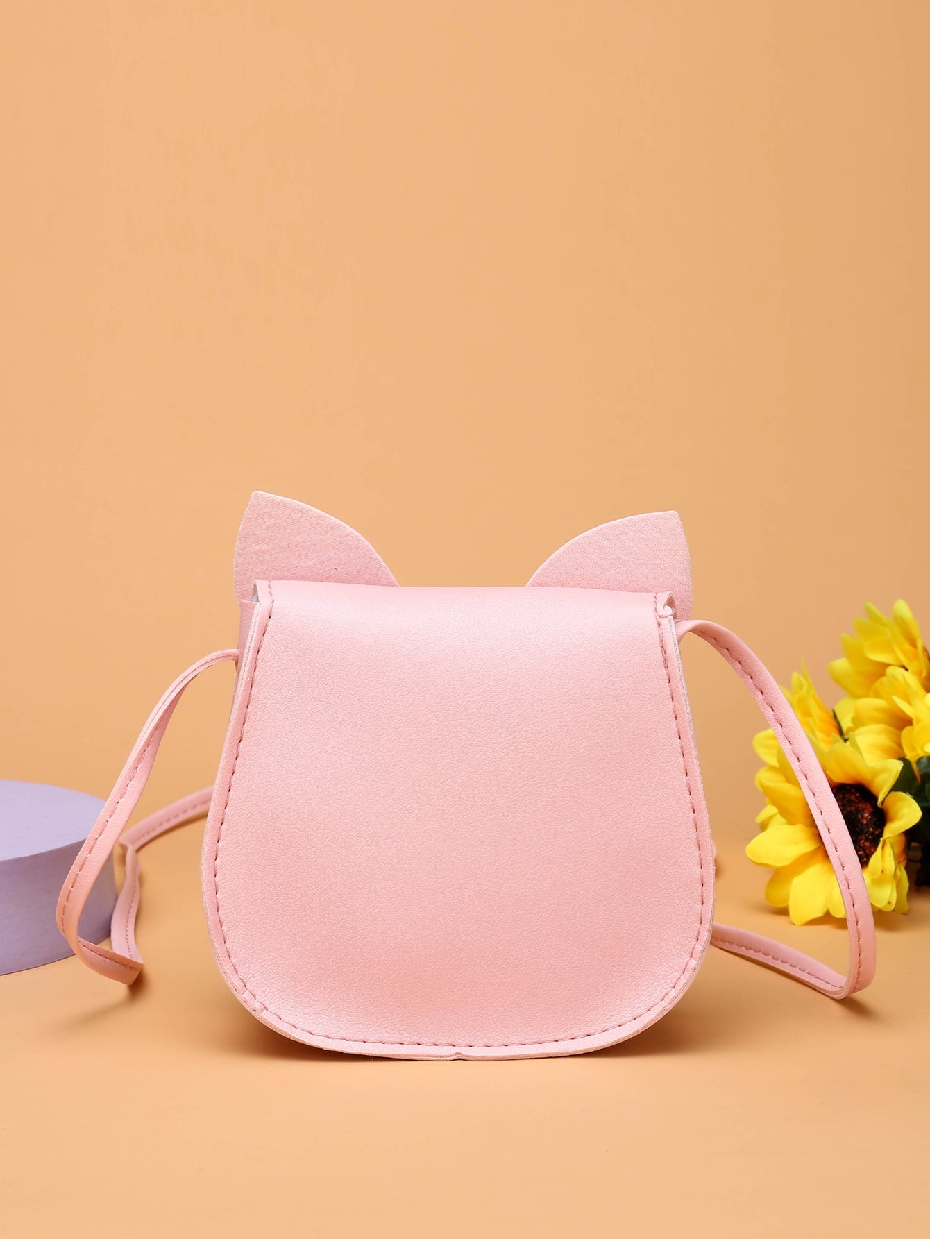 Girls Cartoon Cat Graphic Flap Saddle Bag