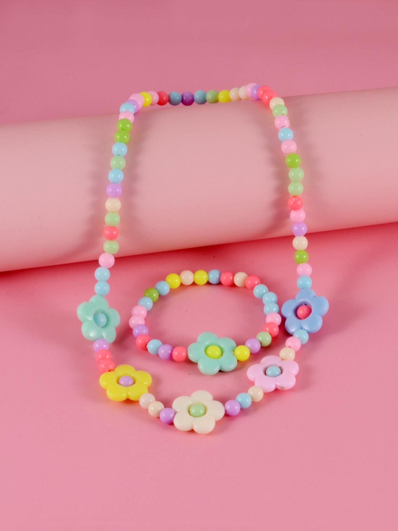 Girls Star Decor Beaded Necklace Bracelet