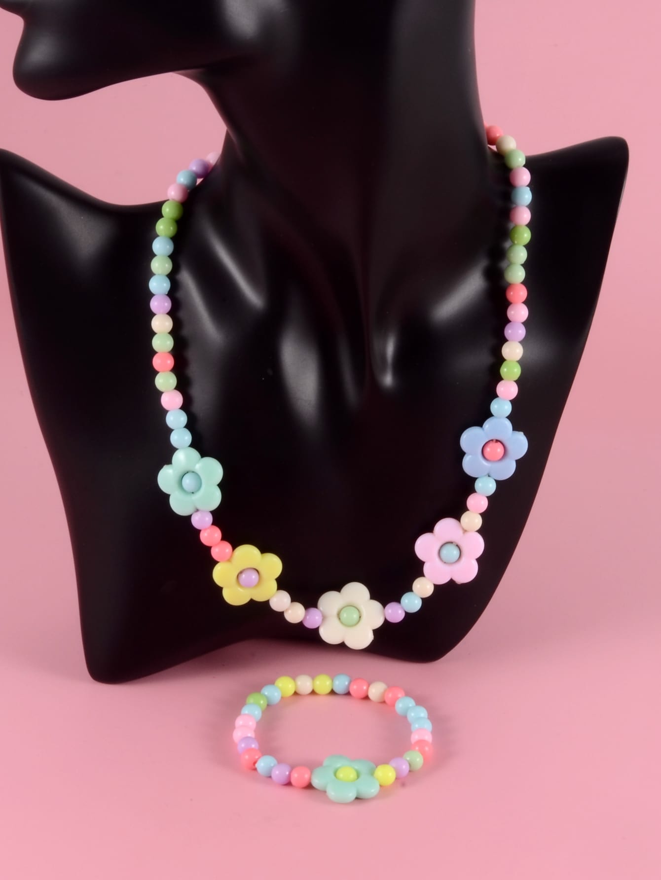 Girls Star Decor Beaded Necklace Bracelet