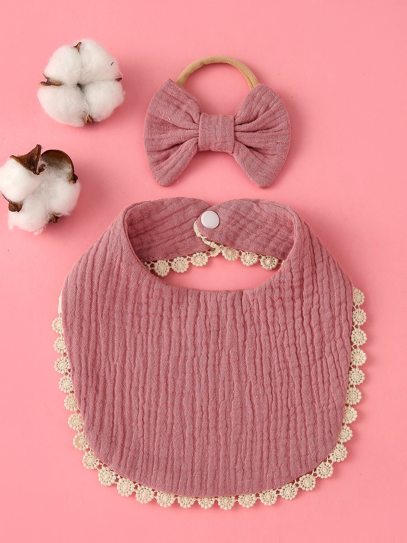 1pc Baby Bow Hair Band 1pc Bib