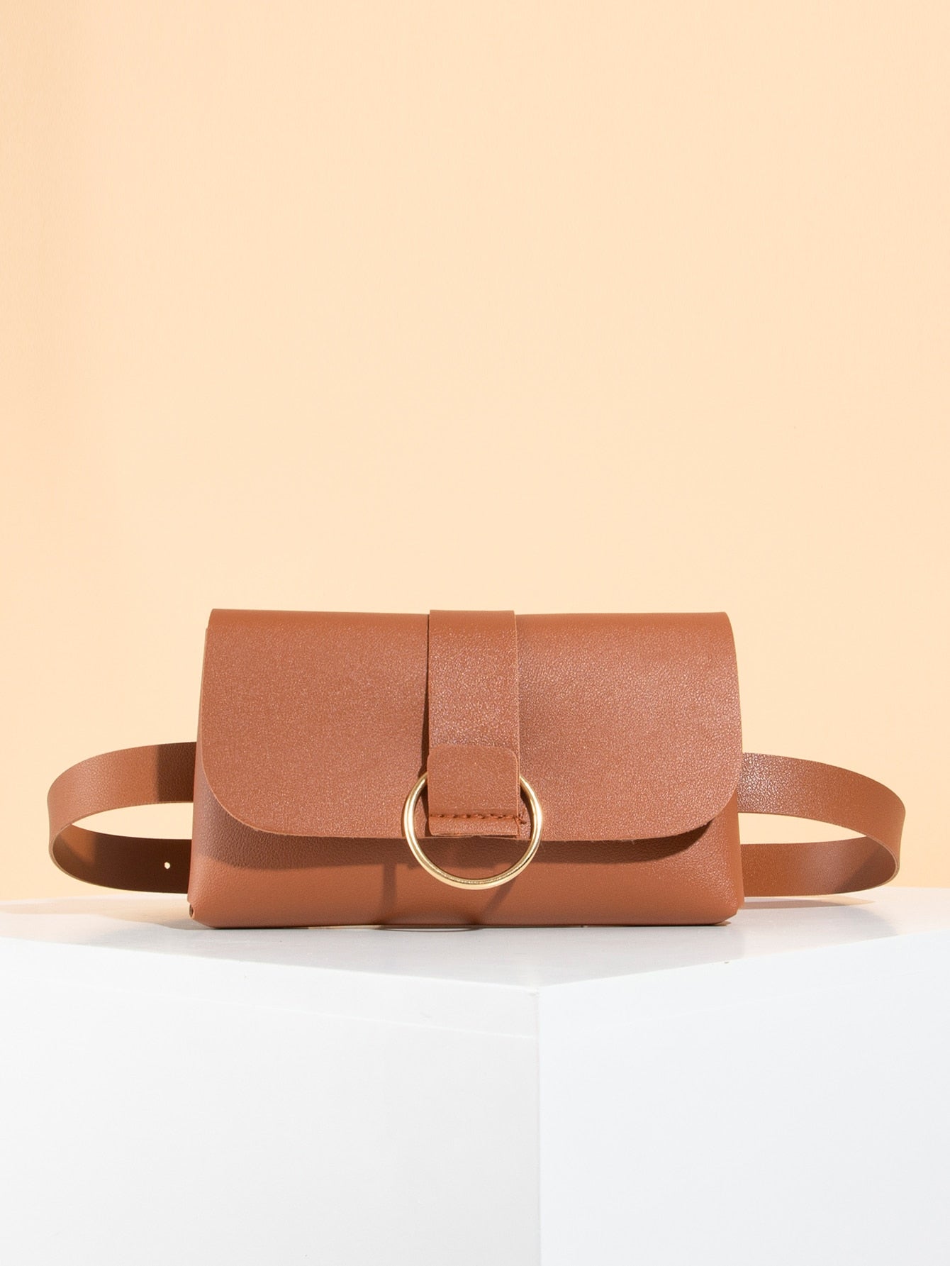O ring Decor Flap Belt Bag