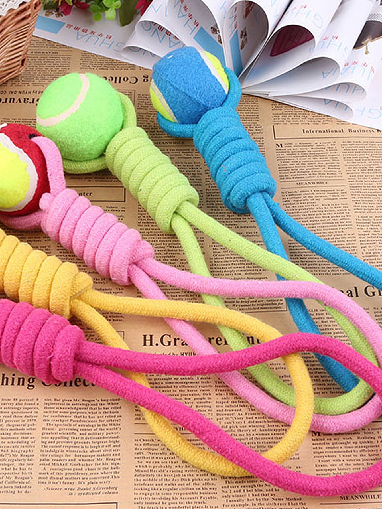 1pc Braided Random Dog Bite Rope Toy With Ball