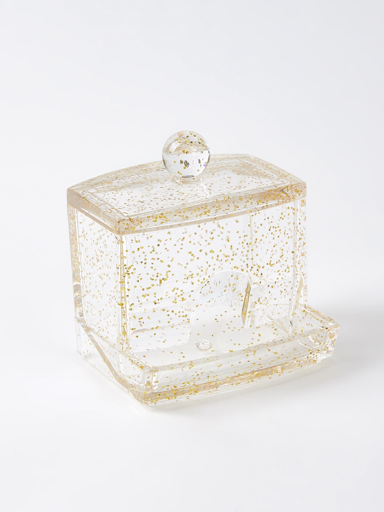 Cotton Swab Organizer Gold Glitter Holiday Gift