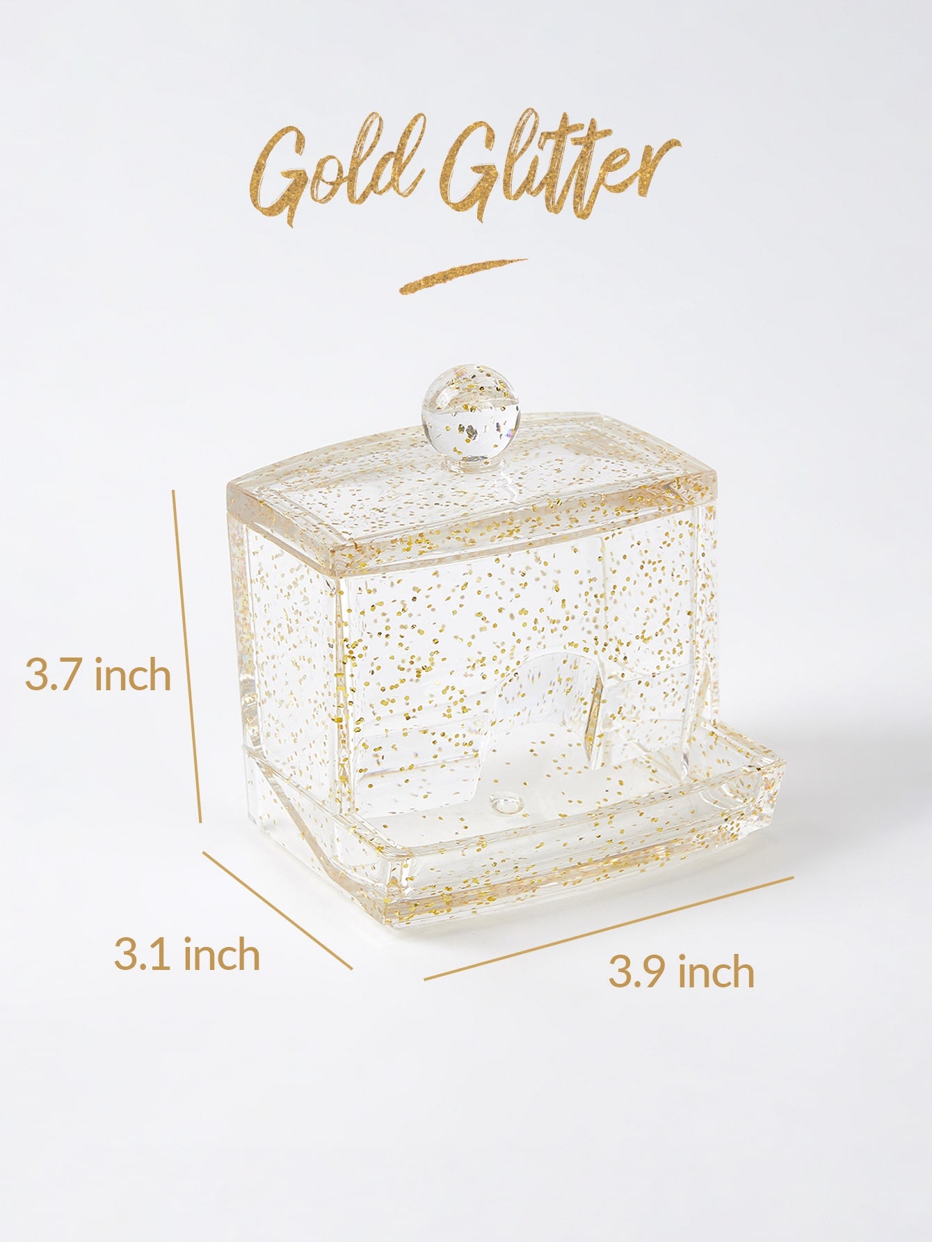 Cotton Swab Organizer Gold Glitter Holiday Gift