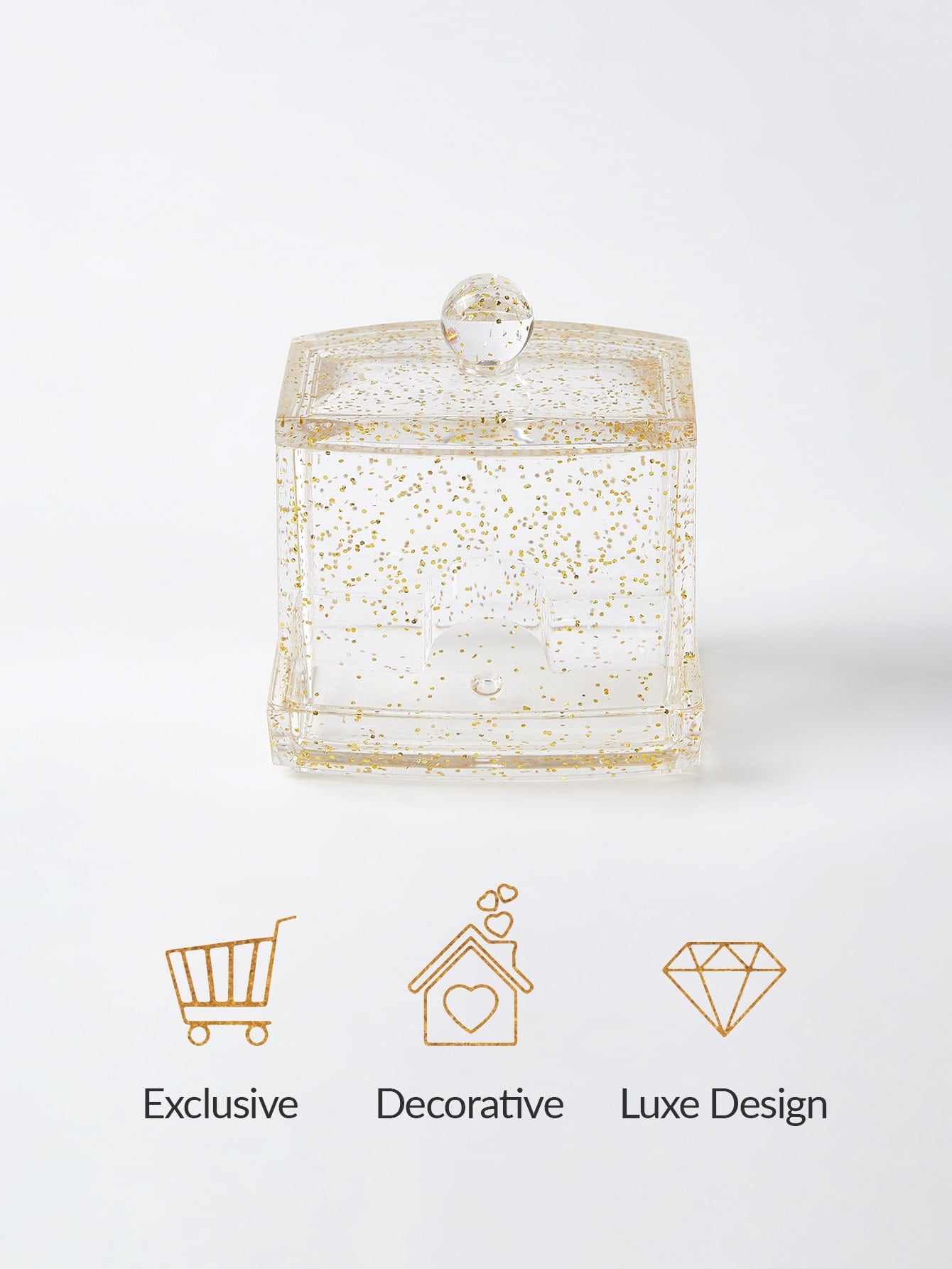 Cotton Swab Organizer Gold Glitter Holiday Gift