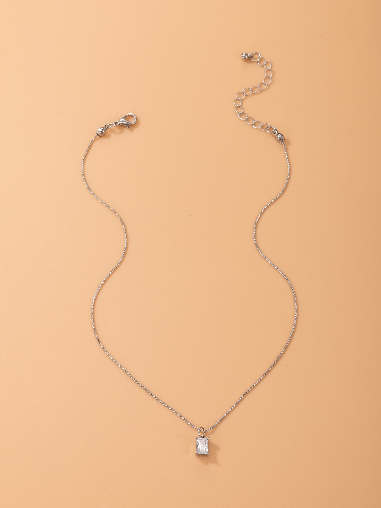 Cubic Zirconia Round Charm Necklace
