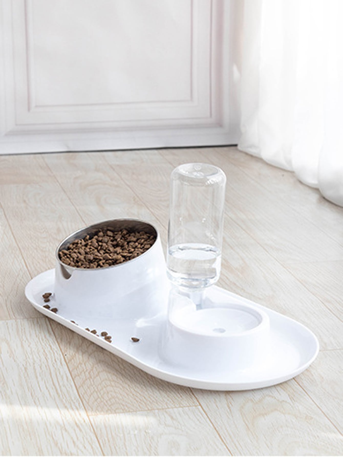 1pc Plain Pet Double Bowl