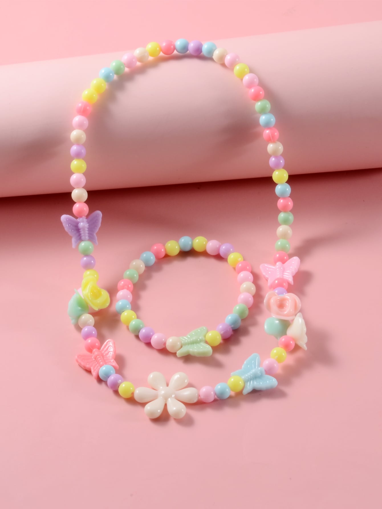 Girls Star Decor Beaded Necklace Bracelet