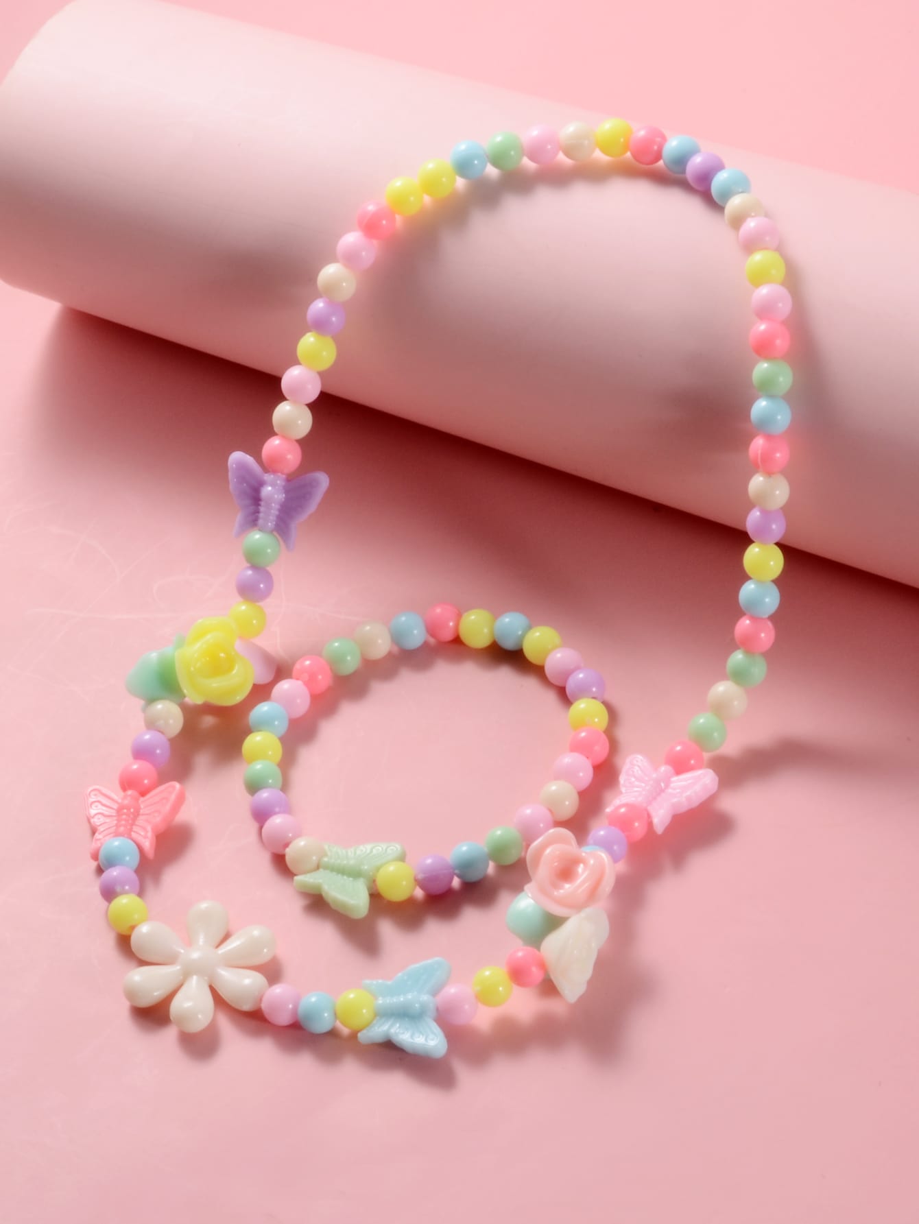 Girls Star Decor Beaded Necklace Bracelet