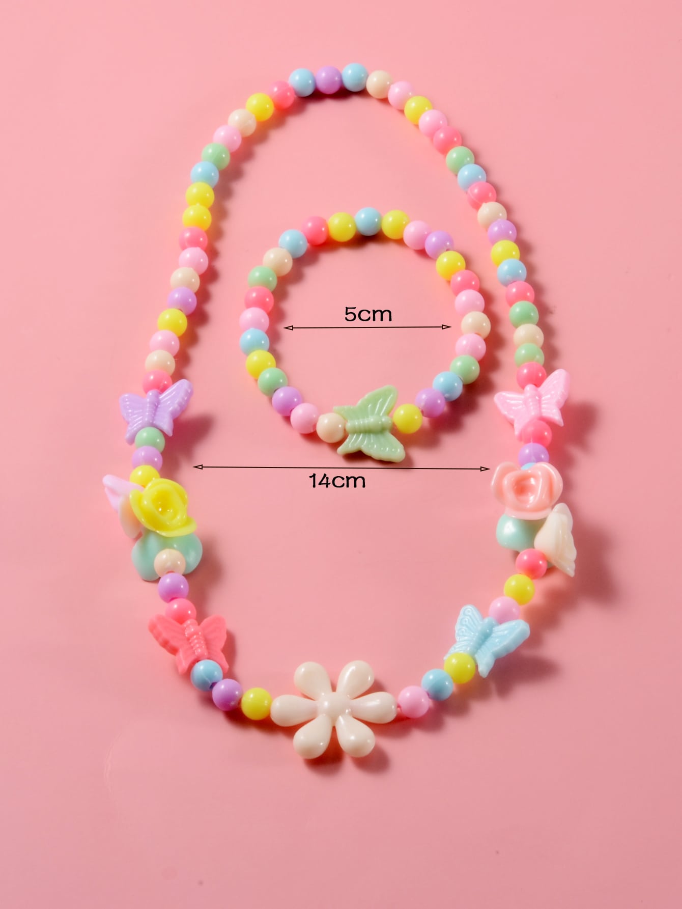 Girls Star Decor Beaded Necklace Bracelet